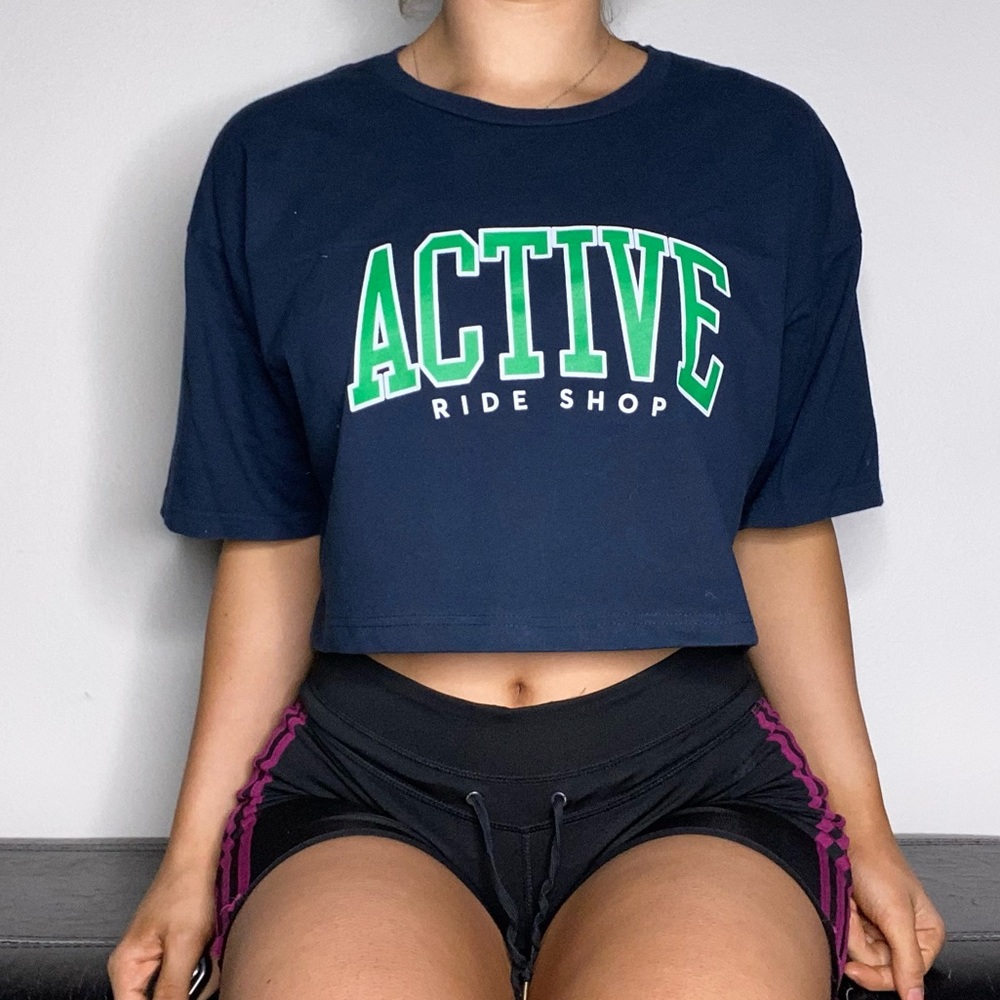ACTIVE Rise Shop Short Sleeve Crop Top Relaxed‎ Fit Skater School Casual Navy